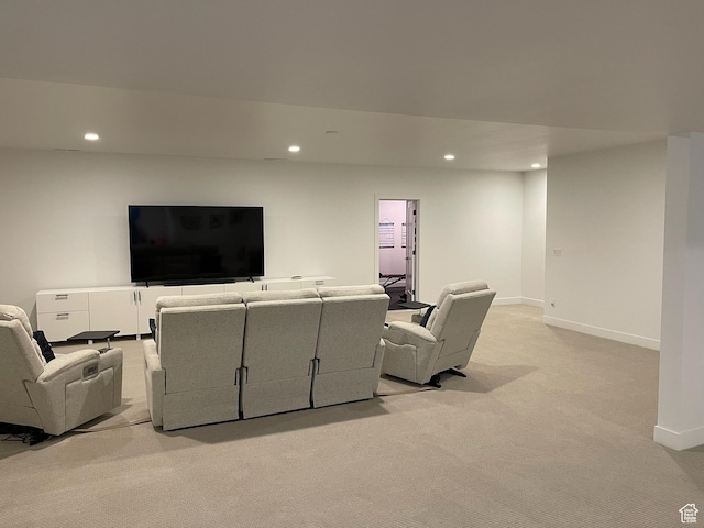 889 S Winter Ln, North Salt Lake, UT 84054 - living room featuring recessed lighting, baseboards, and light carpet