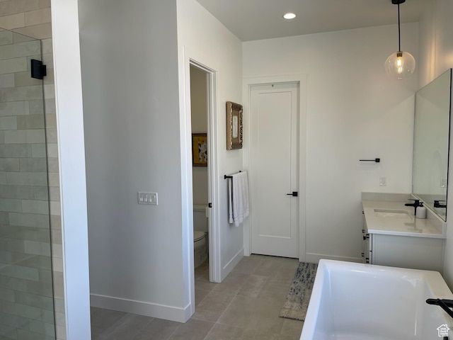 889 S Winter Ln, North Salt Lake, UT 84054 - full bath with a tub, baseboards, vanity, toilet, and recessed lighting