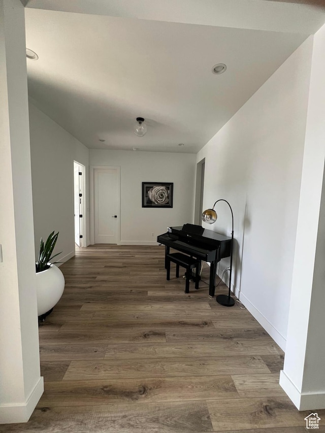 889 S Winter Ln, North Salt Lake, UT 84054 - hallway featuring recessed lighting, baseboards, and wood finished floors