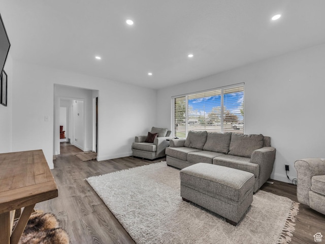 295 S 200 W, Delta, UT 84624 - living room featuring baseboards, recessed lighting, and wood finished floors