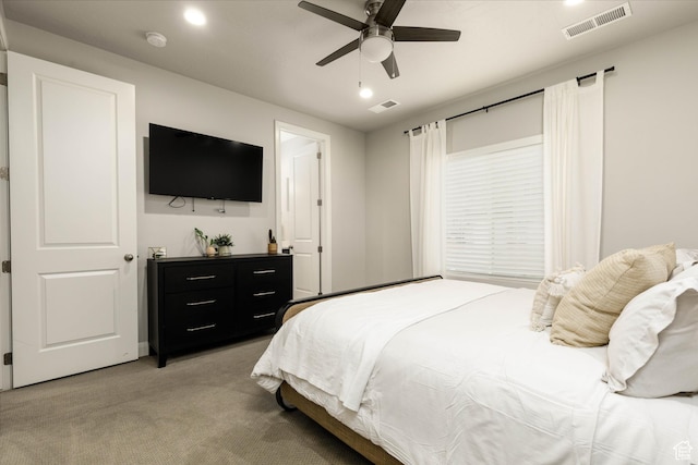 1427 N Rustico Dr, Washington, UT 84780 - bedroom with light carpet, recessed lighting, and ceiling fan