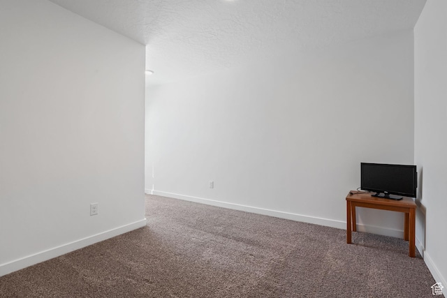 carpeted spare room featuring baseboards and a textured ceiling