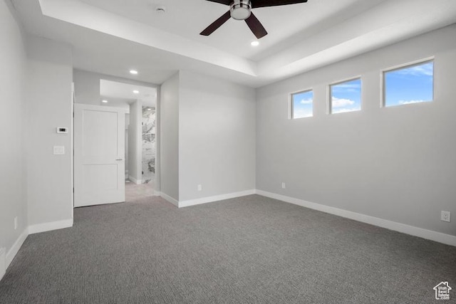 2275 E Meadowlark Ln N, North Logan, UT 84341 - spare room featuring recessed lighting, carpet, ceiling fan, baseboards, and a raised ceiling