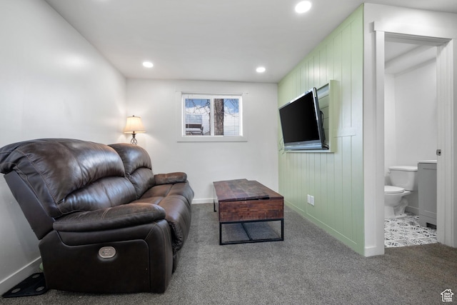 501 Valley View Dr, Tooele, UT 84074 - living room featuring baseboards, recessed lighting, and carpet flooring