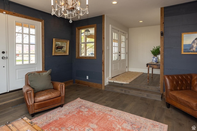 815 S Annabella Rd, Richfield, UT 84701 - living area with an inviting chandelier, wood finished floors, recessed lighting, and baseboards