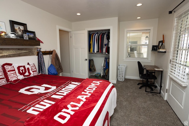 815 S Annabella Rd, Richfield, UT 84701 - bedroom with baseboards, recessed lighting, carpet floors, and a closet