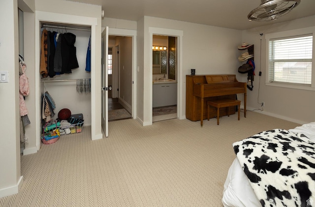 815 S Annabella Rd, Richfield, UT 84701 - bedroom featuring a sink, a closet, light carpet, baseboards, and ensuite bathroom