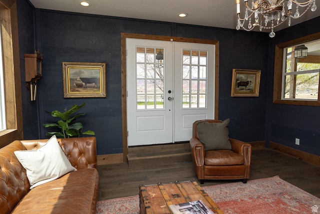 815 S Annabella Rd, Richfield, UT 84701 - doorway featuring wood finished floors, french doors, recessed lighting, and a notable chandelier
