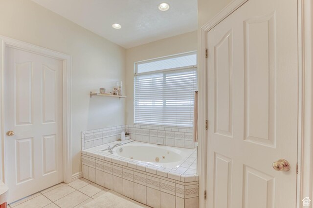 431 W 3460 N, Erda, UT 84074 - bathroom with a tub with jets, recessed lighting, and tile patterned flooring