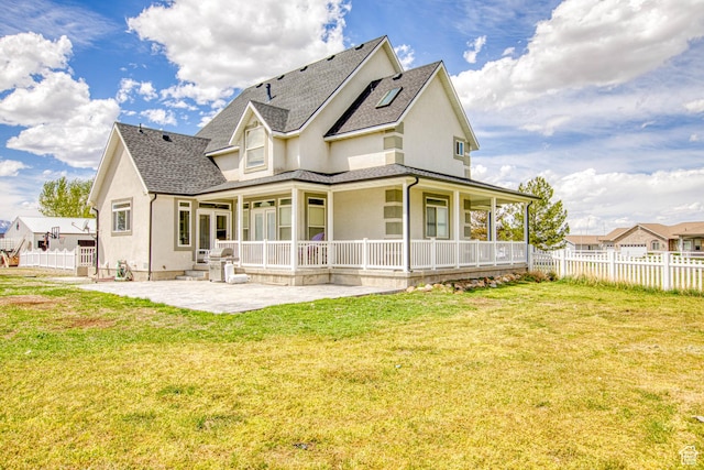 431 W 3460 N, Erda, UT 84074 - back of property with stucco siding, fence, a shingled roof, a patio, and a lawn