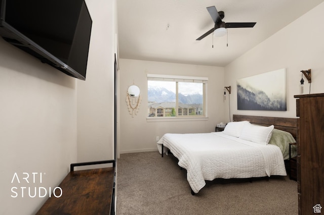 1004 N 1090 W Unit 401, Orem, UT 84057 - carpeted bedroom featuring lofted ceiling, a ceiling fan, and baseboards