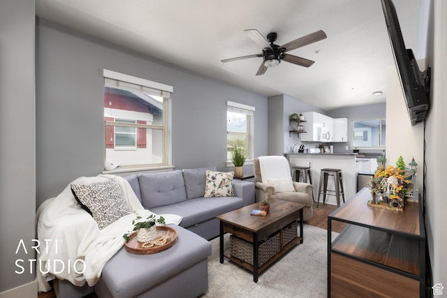 1004 N 1090 W Unit 401, Orem, UT 84057 - living room featuring plenty of natural light, a ceiling fan, and light wood-type flooring