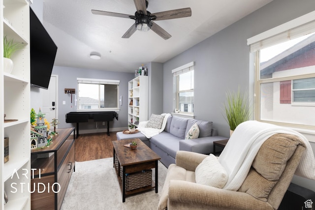 1004 N 1090 W Unit 401, Orem, UT 84057 - living room with wood finished floors, plenty of natural light, ceiling fan, and baseboards