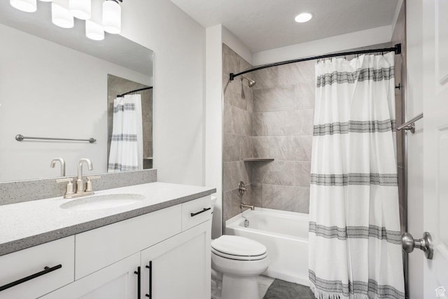 1378 N Marfil Way, Washington, UT 84780 - bathroom with recessed lighting, shower / tub combo with curtain, toilet, and vanity