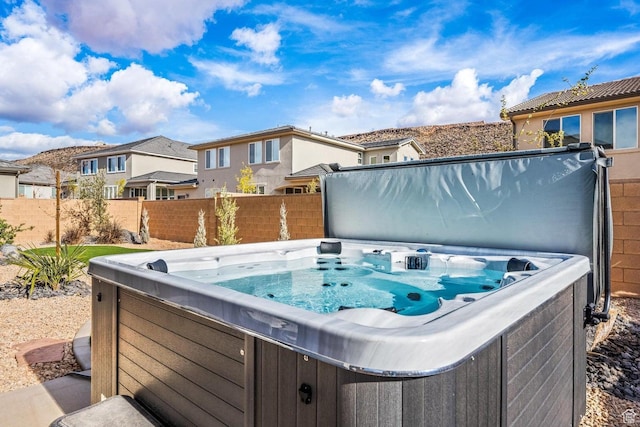 1378 N Marfil Way, Washington, UT 84780 - exterior space featuring a residential view, fence, and a hot tub