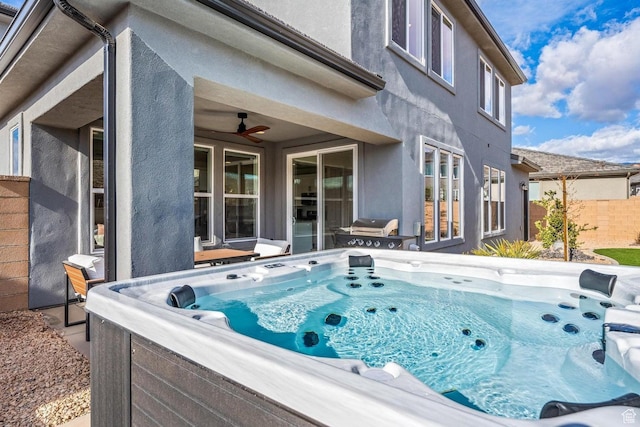 1378 N Marfil Way, Washington, UT 84780 - view of pool with fence, a ceiling fan, and a hot tub