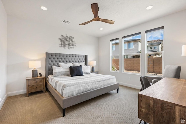1378 N Marfil Way, Washington, UT 84780 - bedroom with recessed lighting, visible vents, light colored carpet, and baseboards