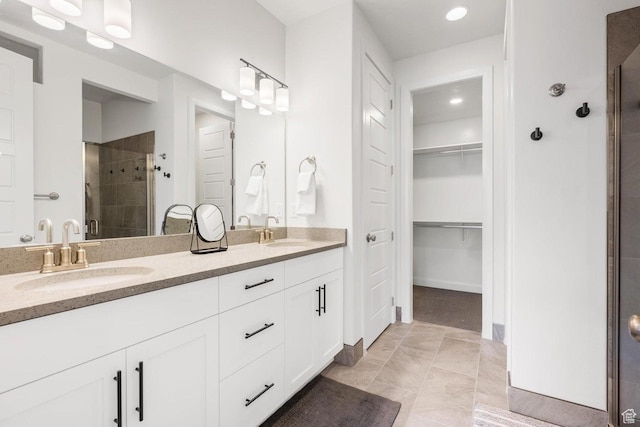 1378 N Marfil Way, Washington, UT 84780 - full bath featuring a walk in closet, a stall shower, double vanity, and a sink
