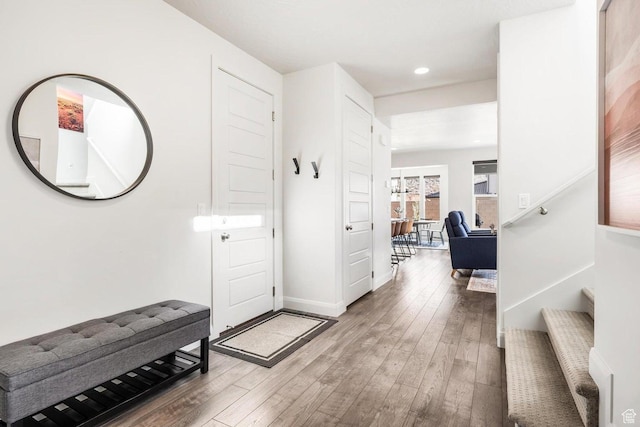 1378 N Marfil Way, Washington, UT 84780 - foyer featuring recessed lighting, stairs, wood finished floors, and baseboards