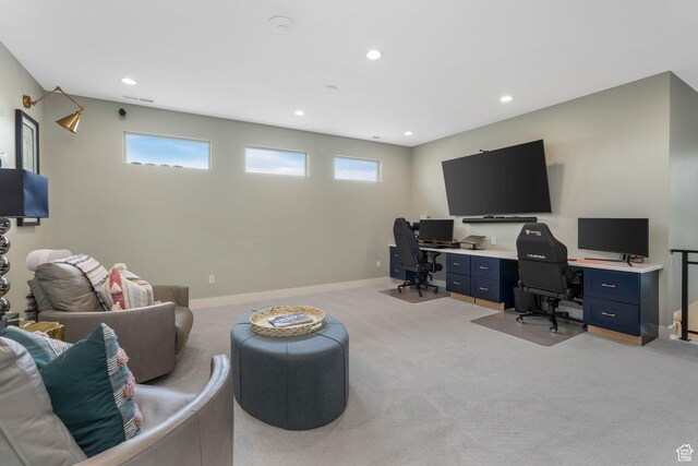 4772 W Thorntree Ln, Herriman, UT 84096 - office with recessed lighting, light colored carpet, and baseboards