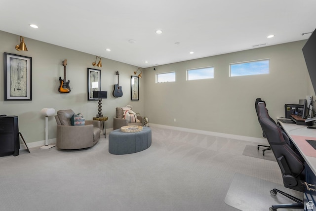 4772 W Thorntree Ln, Herriman, UT 84096 - office space featuring baseboards, recessed lighting, visible vents, and light colored carpet