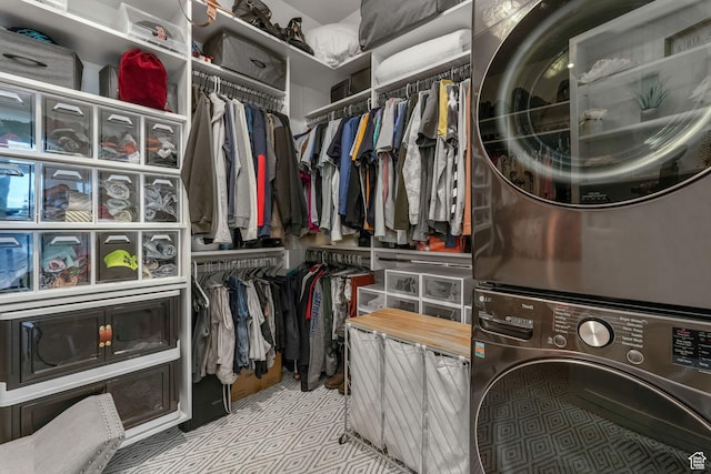 4772 W Thorntree Ln, Herriman, UT 84096 - interior space featuring stacked washing maching and dryer