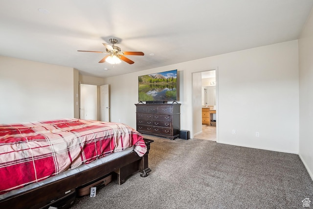 1030 S Barley Ln, Kaysville, UT 84037 - bedroom featuring ensuite bath, ceiling fan, carpet flooring, and baseboards