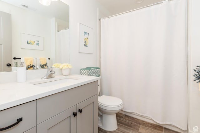 1076 E 300 S, Smithfield, UT 84335 - full bathroom featuring toilet, visible vents, wood finished floors, and vanity
