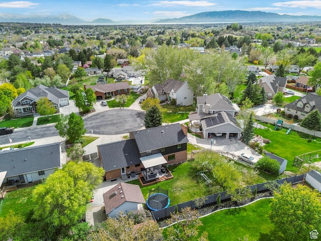 aerial view with a residential view and a mountain view