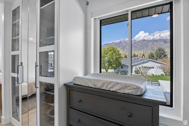 bedroom with a mountain view