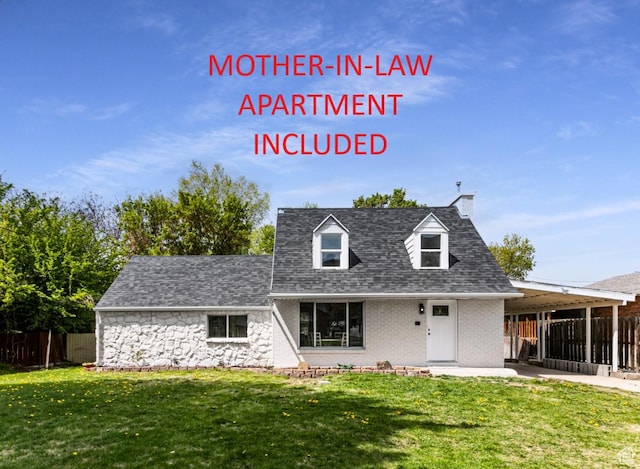 263 N 100 E, Springville, UT 84663 - view of front of home featuring a shingled roof, a chimney, and stone siding