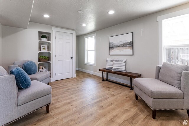 263 N 100 E, Springville, UT 84663 - sitting room featuring a textured ceiling, light wood-style floors, recessed lighting, and baseboards