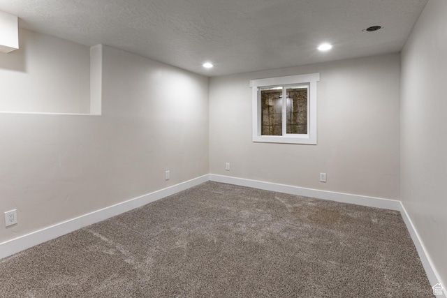 263 N 100 E, Springville, UT 84663 - finished basement featuring recessed lighting, a textured ceiling, dark carpet, and baseboards
