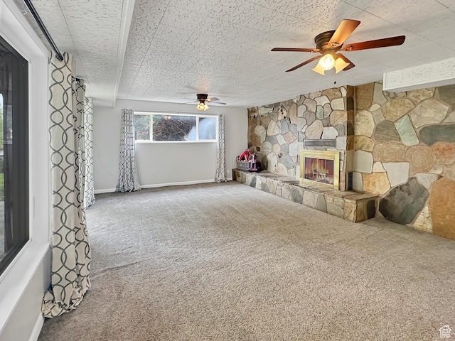 886 E Hillcrest Dr, Springville, UT 84663 - unfurnished living room featuring baseboards, a ceiling fan, and carpet