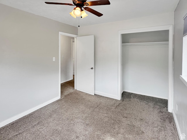886 E Hillcrest Dr, Springville, UT 84663 - unfurnished bedroom featuring carpet, ceiling fan, baseboards, and a closet