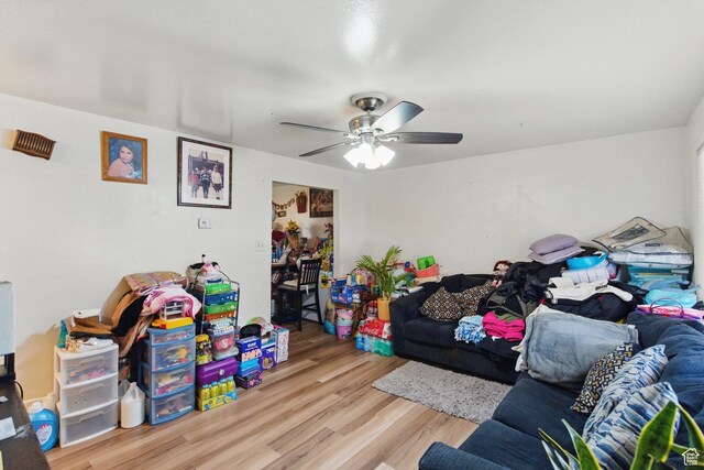 985 S 600 W, Provo, UT 84601 - living area featuring wood finished floors and a ceiling fan