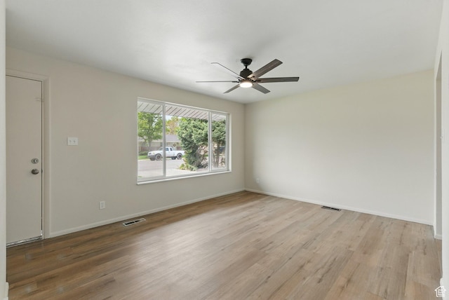 985 S 600 W, Provo, UT 84601 - empty room featuring baseboards, visible vents, a ceiling fan, and light wood-style floors