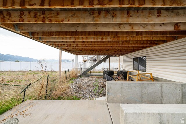 9568 N 5600 W, Elwood, UT 84337 - view of patio / terrace featuring a mountain view and stairway