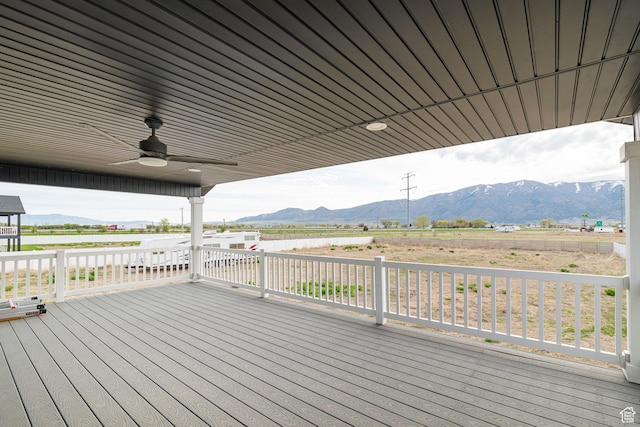 9568 N 5600 W, Elwood, UT 84337 - deck featuring a mountain view, ceiling fan, and a rural view