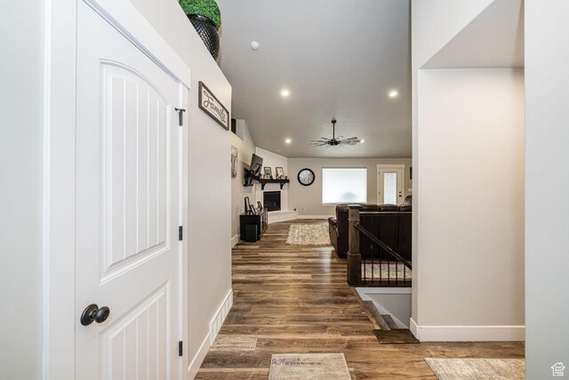 9568 N 5600 W, Elwood, UT 84337 - hall featuring baseboards, recessed lighting, wood finished floors, and visible vents
