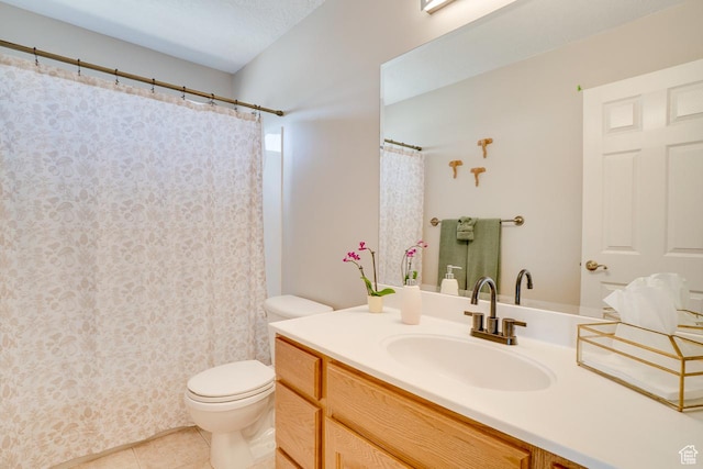 676 S 620 E, Heber City, UT 84032 - bathroom featuring toilet, tile patterned floors, vanity, and a shower with shower curtain