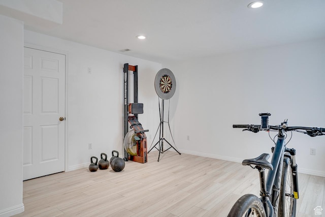 676 S 620 E, Heber City, UT 84032 - workout room featuring wood finished floors, recessed lighting, and baseboards