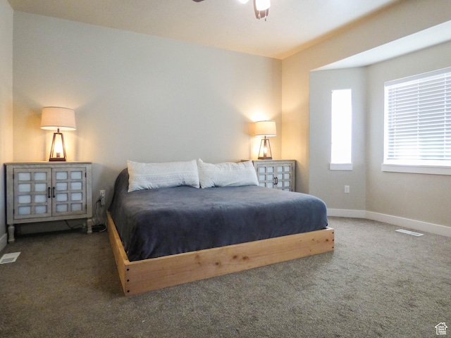 4718 E Cougar Run S, Ut, UT 84629 - bedroom with visible vents, carpet flooring, a ceiling fan, and baseboards