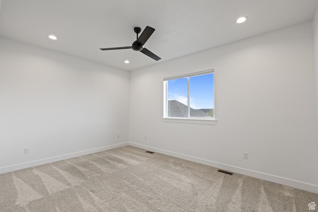 1169 N 200 E, Nephi, UT 84648 - unfurnished room featuring baseboards, visible vents, light carpet, and ceiling fan