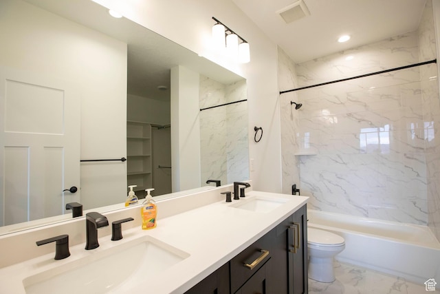 1169 N 200 E, Nephi, UT 84648 - full bathroom with visible vents, marble finish floor, toilet, and a sink