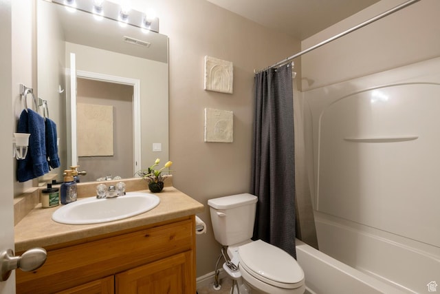 4947 W Calton Ln, South Jordan, UT 84009 - full bathroom featuring toilet, visible vents, shower / tub combo, and vanity