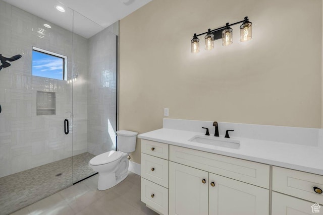 1907 S 950 W, Hurricane, UT 84737 - bathroom featuring tile patterned floors, vanity, toilet, and a stall shower