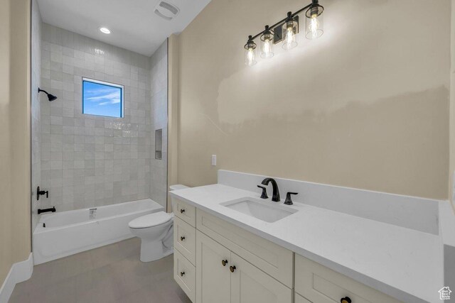 1907 S 950 W, Hurricane, UT 84737 - full bath featuring shower / tub combination, vanity, toilet, visible vents, and tile patterned flooring