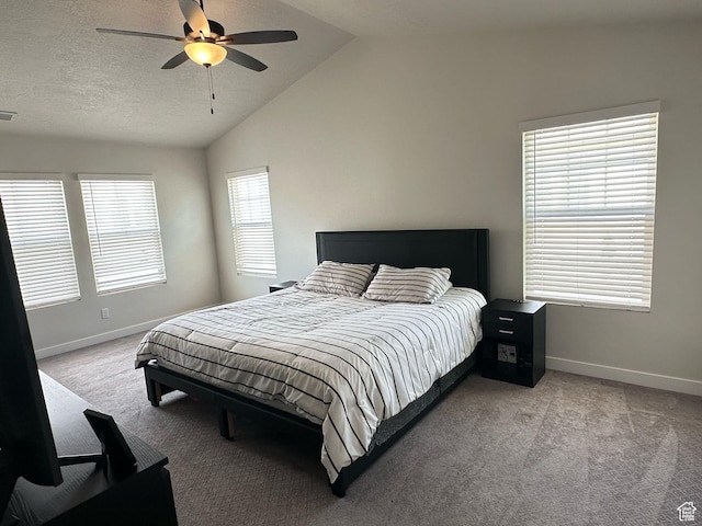 11412 S Regalstone Dr, South Jordan, UT 84009 - bedroom featuring vaulted ceiling, light carpet, baseboards, and a ceiling fan