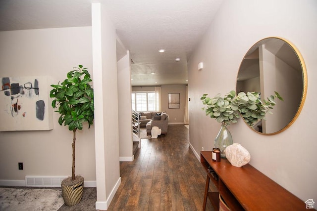 2021 W Kamari Dr, South Jordan, UT 84095 - corridor featuring dark wood-style floors, recessed lighting, visible vents, and baseboards